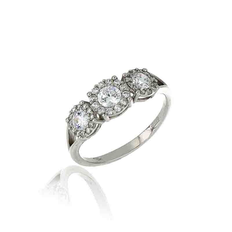 Anello Donna Trilogy Magic Oro Bianco 9Kt. zirconia brillante gioielli
