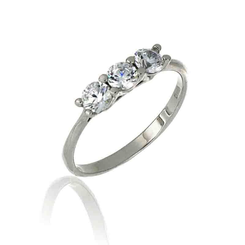 Anello Donna Trilogy Oro Bianco 9Kt. zirconia brillante gioielli