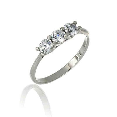 Anello Donna Trilogy Oro Bianco 9Kt. zirconia brillante gioielli