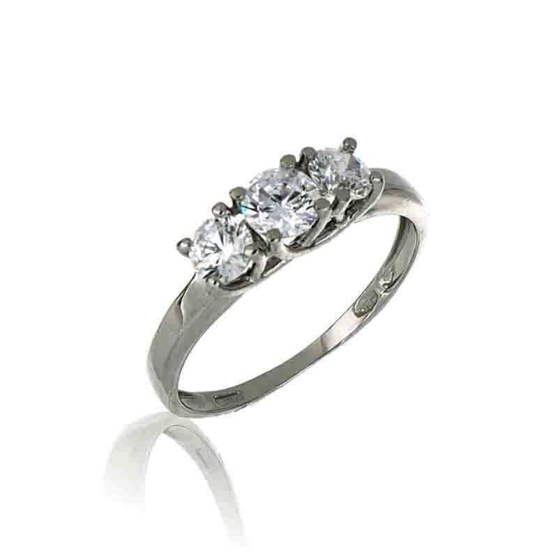 Anello Donna Trilogy Oro Bianco 9Kt. zirconia brillante gioielli