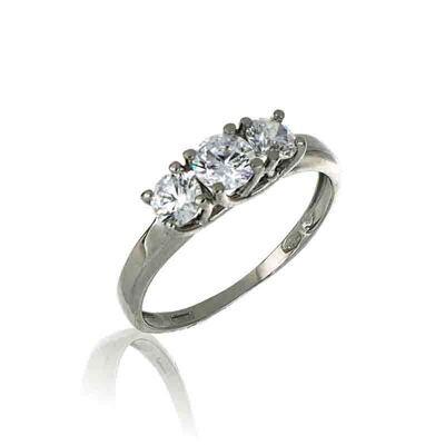 Anello Donna Trilogy Oro Bianco 9Kt. zirconia brillante gioielli