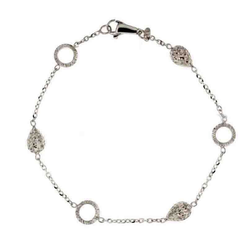 Bracciale Oro 18kt con soggetti martellatio gioielli donna, Colore Oro: Oro Bianco