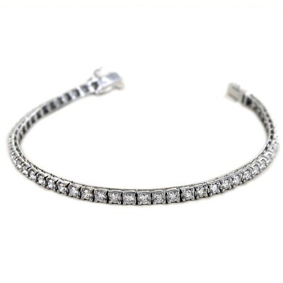 Tennis bracelet Ct. 4.00 18kt white gold. with certified HPHT diamonds