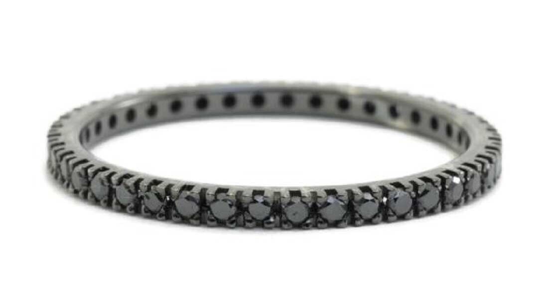 Anello veretta eternity oro 18kt. diamanti Black certificati