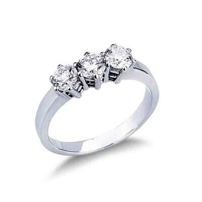 Anello trilogy in oro bianco 18k con diamanti, ct 0.54.