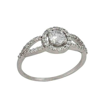 Anello solitario con zirconi Donna Oro Bianco 18kt.