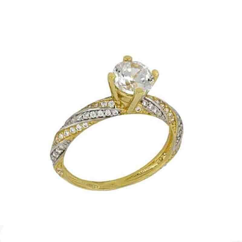 Anello solitario con zirconi Donna Oro Bianco o Giallo 18kt.