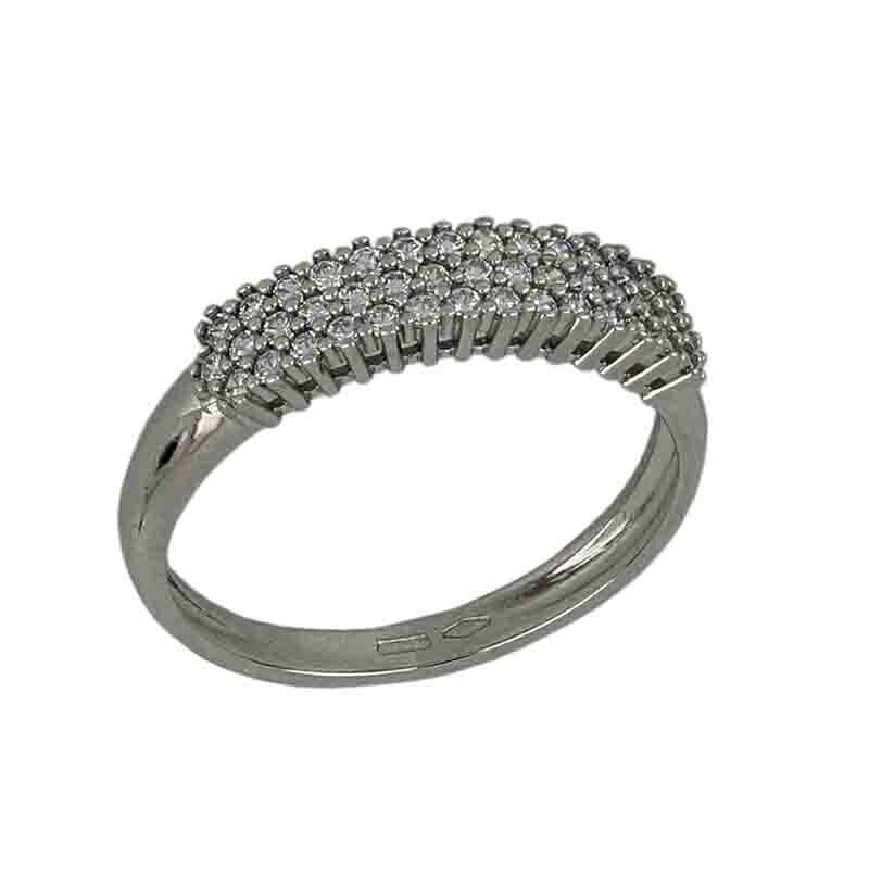 Anello mezza veretta con zirconi Donna Oro Bianco 18kt.