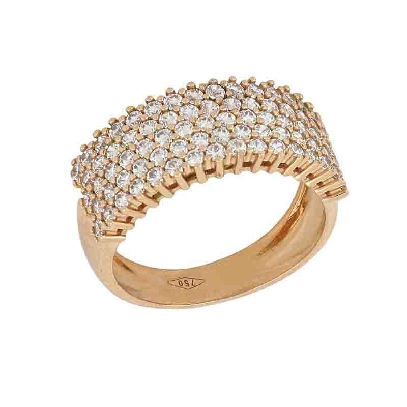 Anello mezza veretta con zirconi Donna Oro Rosa 18kt.