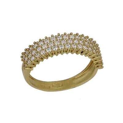 Anello mezza veretta con zirconi Donna Oro Giallo 18kt.
