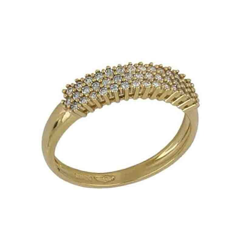 Anello mezza veretta con zirconi Donna Oro Rosa 18kt.
