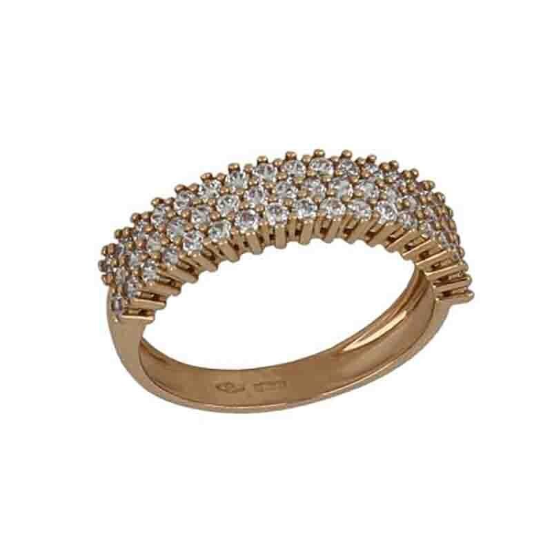 Anello mezza veretta con zirconi Donna Oro Rosa 18kt.