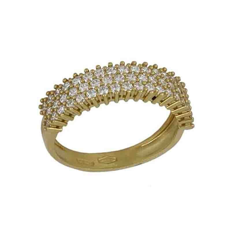 Anello mezza veretta con zirconi Donna Oro Bianco 18kt., Colore: Oro Giallo