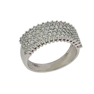 Anello mezza veretta con zirconi Donna Oro Bianco 18kt.