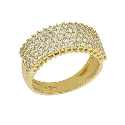 Anello mezza veretta con zirconi Donna Oro Giallo 18kt.