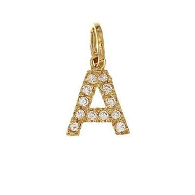 Pendente Oro Giallo 18kt. lettera Zirconata in stampatello