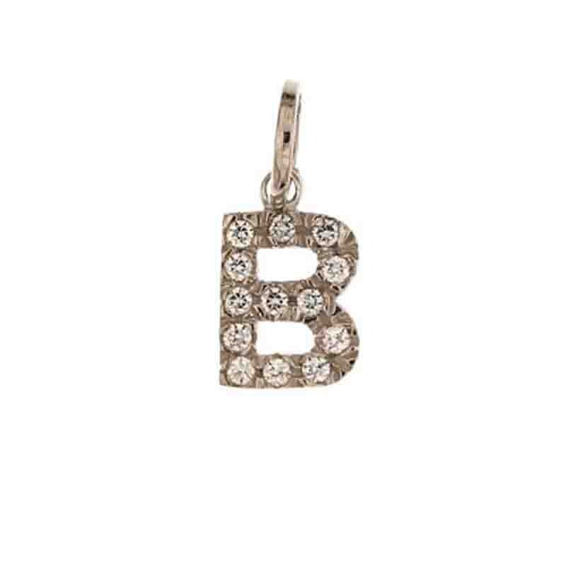 Pendente Oro Bianco 18kt. lettera Zirconata in stampatello