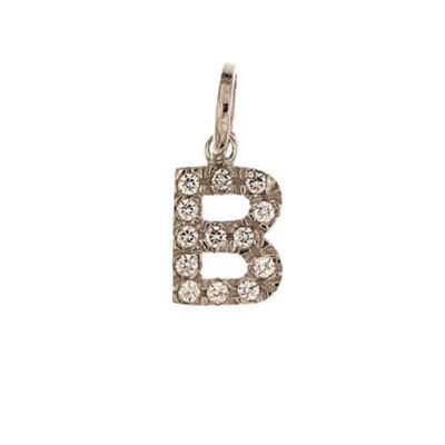 Pendente Oro Bianco 18kt. lettera Zirconata in stampatello