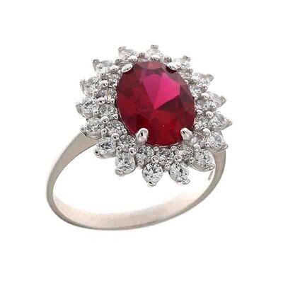 Anello Fantasy oro bianco 18kt. modello Kate pietra Rosso Rubino