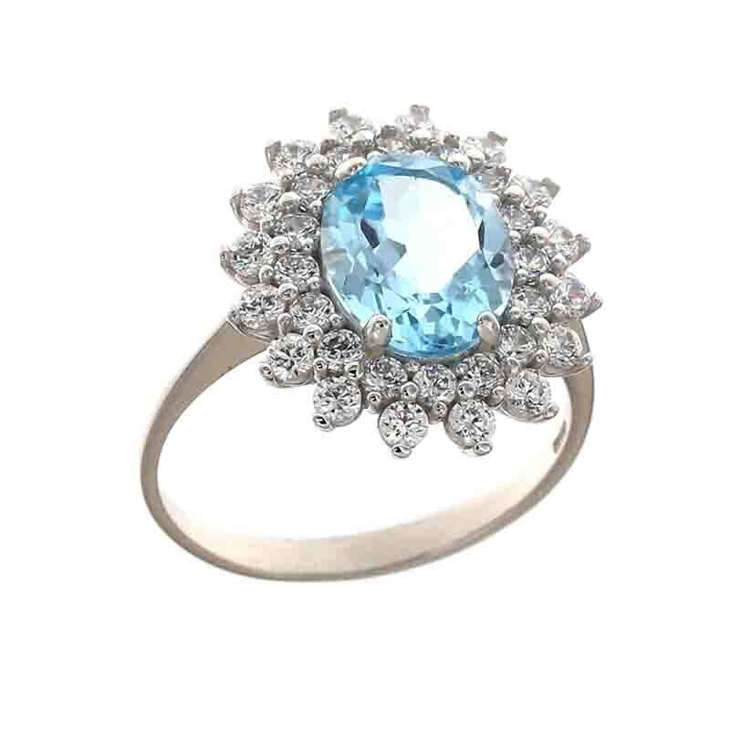 Anello Fantasy oro bianco 18kt. modello Kate pietra Azzurra