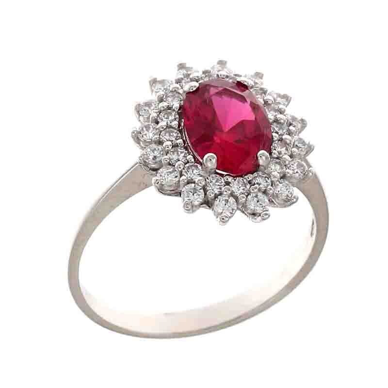 Anello Fantasy oro bianco 18kt. modello Kate pietra Rosso Rubino