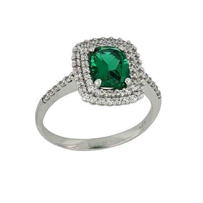 Anello Fantasy oro bianco 18kt. modello Kate pietra Verde