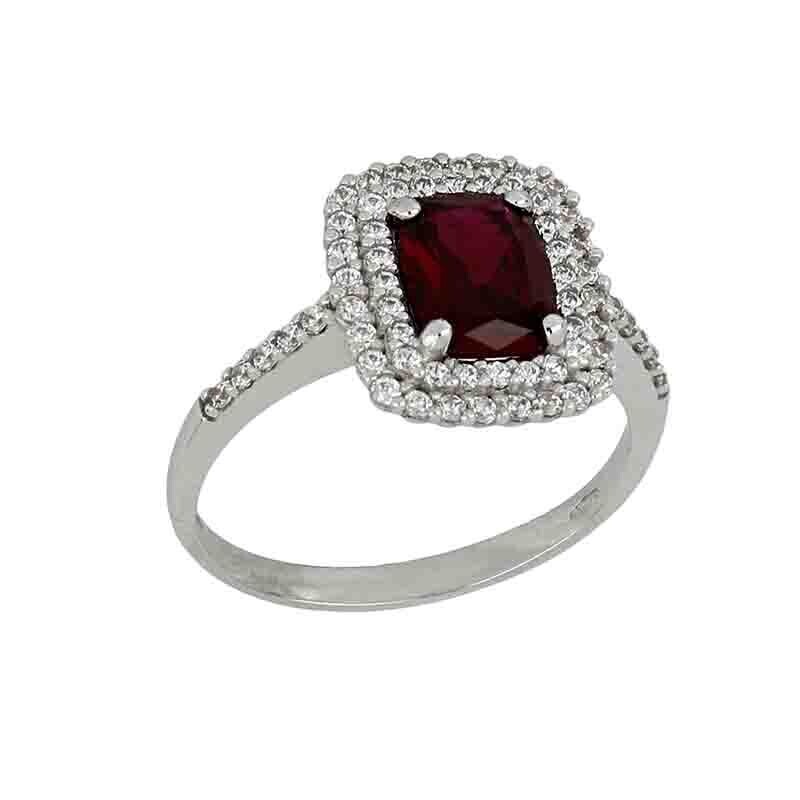 Anello Fantasy oro bianco 18kt. modello Kate pietra Rosso