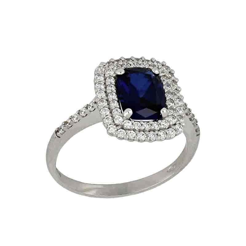 Anello Fantasy oro bianco 18kt. modello Kate pietra Blu