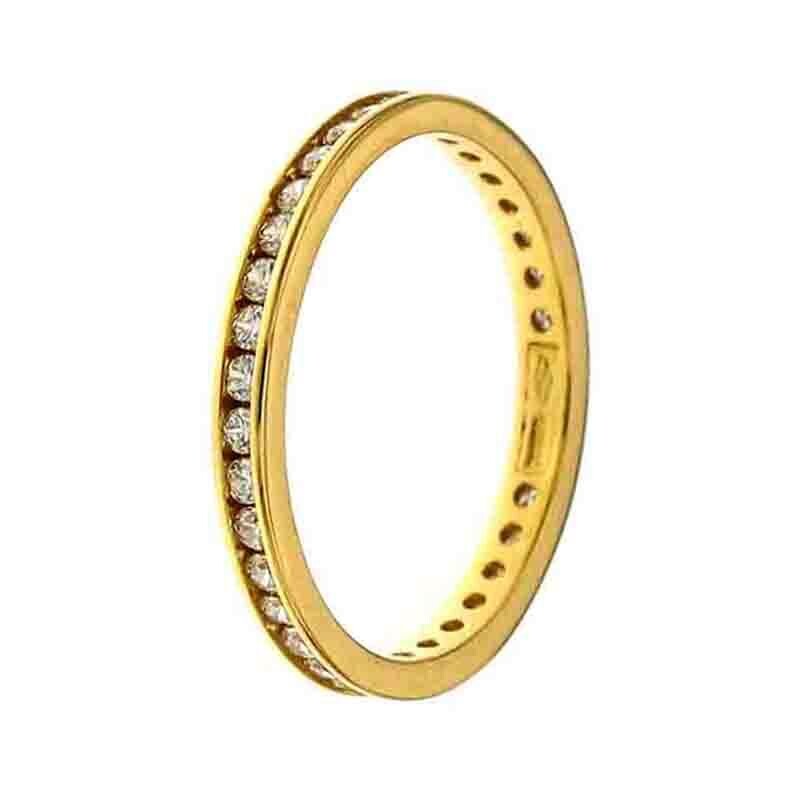 Anello veretta Oro Bianco 18kt. eternity Zirconi Brillanti, Colore: Oro Giallo