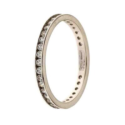 Anello veretta Oro Bianco 18kt. eternity Zirconi Brillanti