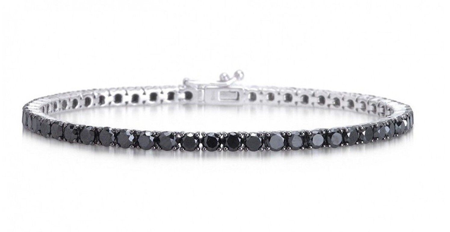 Bracciale tennis argento sterling 925 con zirconi taglio brillante uomo donna Black