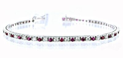 Bracciale tennis argento sterling 925 con zirconi taglio brillante uomo donna Bianco Rosso