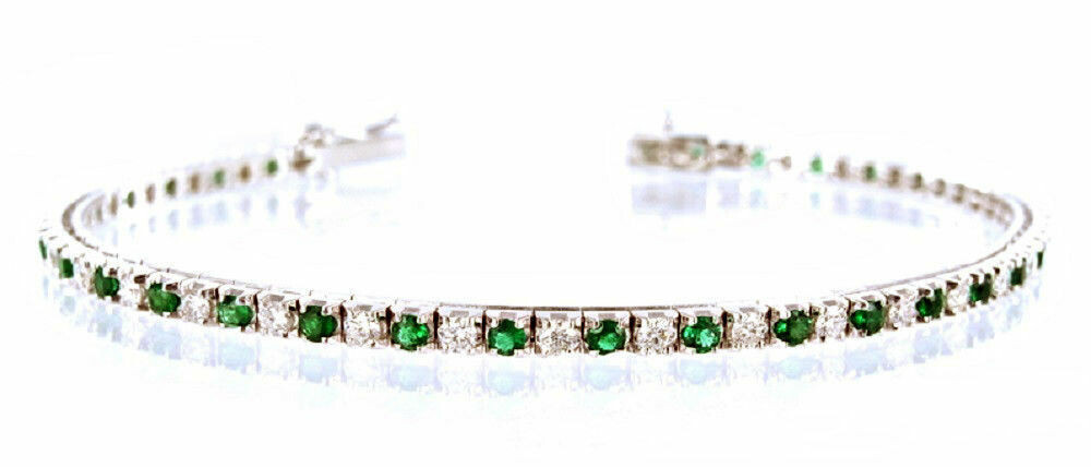 Bracciale tennis argento sterling 925 con zirconi taglio brillante uomo donna Bianco Verde