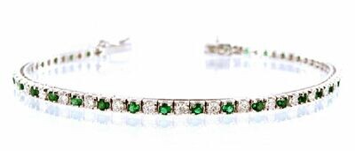 Bracciale tennis argento sterling 925 con zirconi taglio brillante uomo donna Bianco Verde