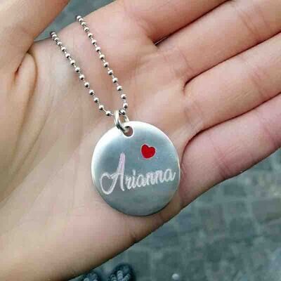 Collana con nome in argento sterling 925 Con disco Incisione promo donna