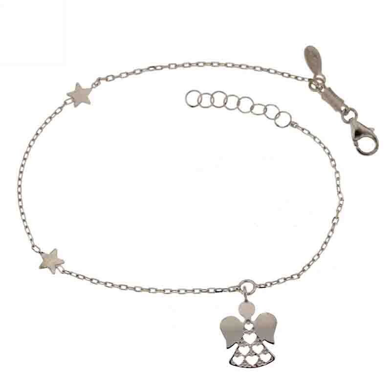 Bracciale oro Bianco 18 kt. con Angelo pendenti gioielli donna