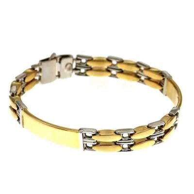 Bracciale oro 18Kt. bicolore uomo Piastra Piena Incisione gratis