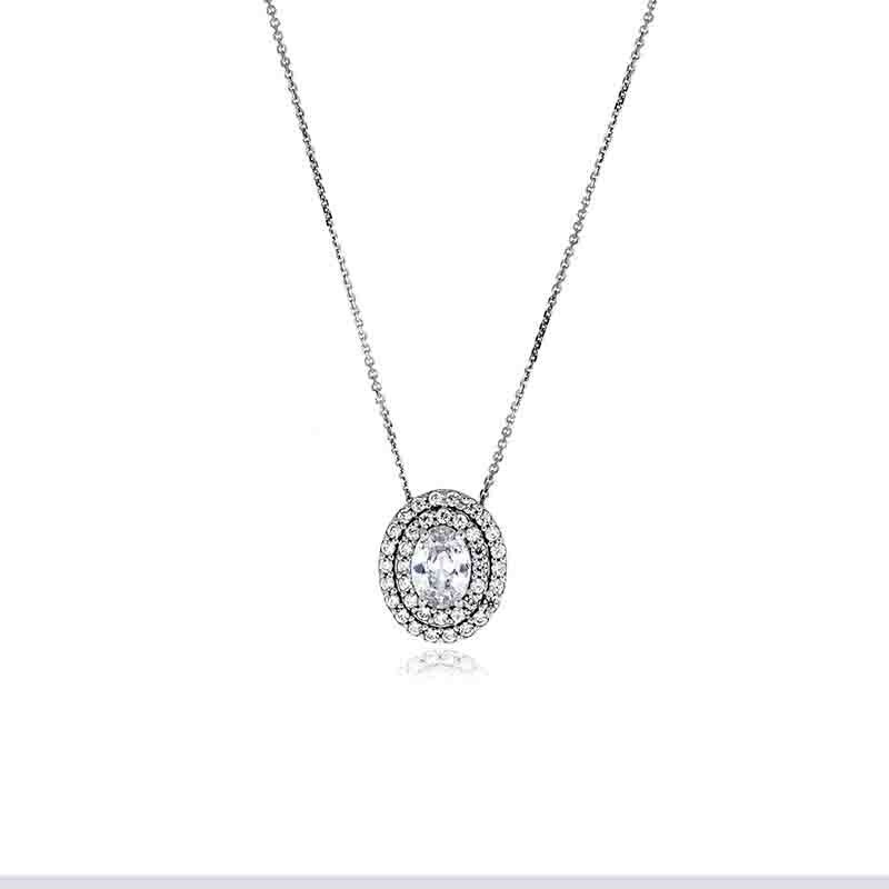 Collana Donna Oro 9kt. 375 Kate Ovale Bianca  zirconi brillanti