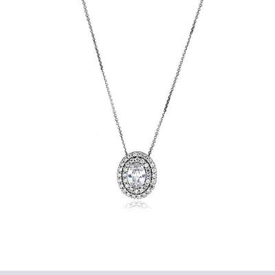Collana Donna Oro 9kt. 375 Kate Ovale Bianca  zirconi brillanti