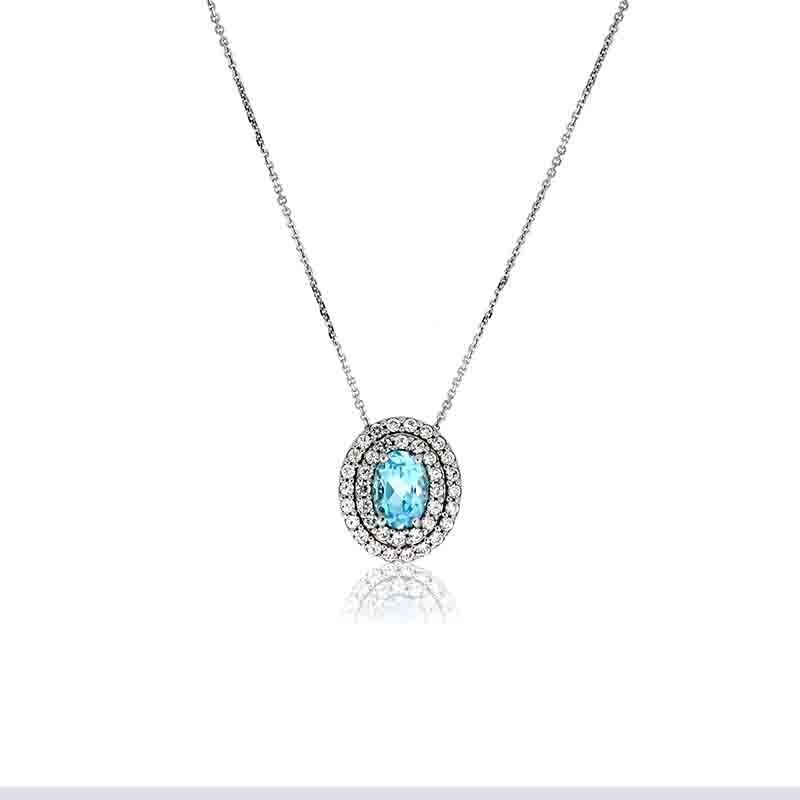 Collana Donna Oro 9kt. 375 Kate Ovale Azzurro zirconi brillanti