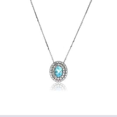 Collana Donna Oro 9kt. 375 Kate Ovale Azzurro zirconi brillanti