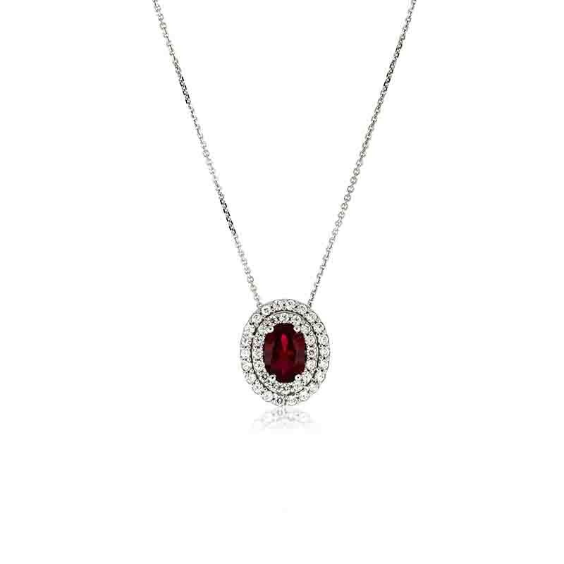 Collana Donna Oro 9kt. 375 Kate Ovale Rosso zirconi brillanti