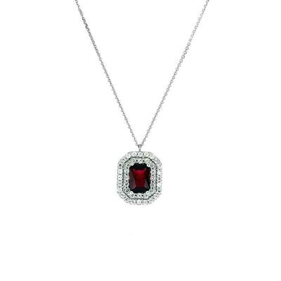 Collana Donna Oro 9kt. 375 Kate Rettangolare Rosso doppio giro zirconi brillanti