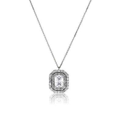 Collana Donna Oro 9kt. 375 Kate Rettangolare Bianco doppio giro zirconi brillanti