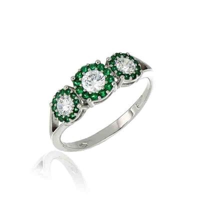 Anello Donna Trilogy Magic in Oro 375, 9kt. zirconia Verde e bianca donna