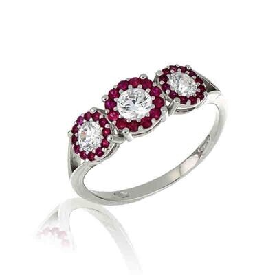 Anello Donna Trilogy Magic in Oro 375, 9kt. zirconia Rosso e bianca donna