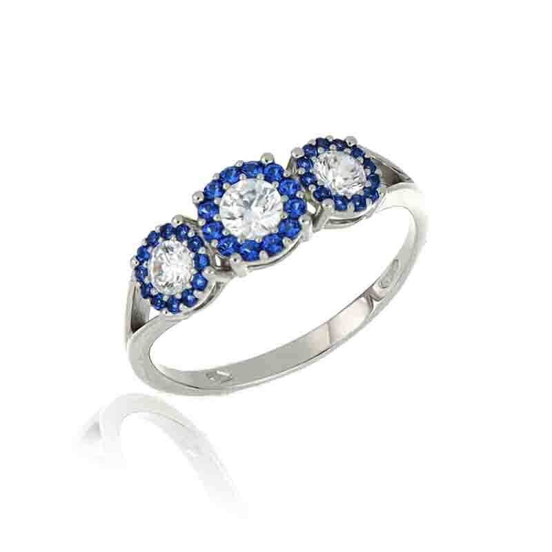 Anello Donna Trilogy Magic in Oro 375, 9kt. zirconia Rosso e bianca donna, Colore: Bianco Blu