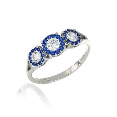 Anello Donna Trilogy Magic in Oro 375, 9kt. zirconia Blu e bianca donna