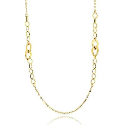 Collana Oro 375 9kt. donna a maglia rollò con catene centrali