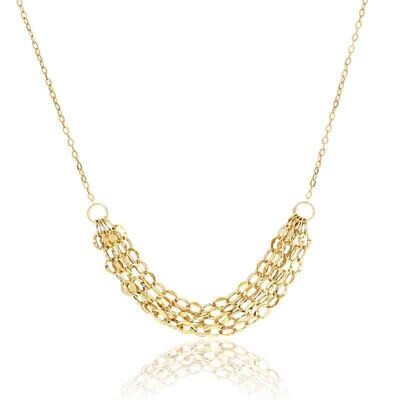 Collana Oro 375 9kt. donna a maglia rollò con catene centrali paper clip